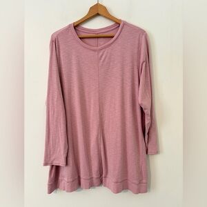 J Jill Pima Elliptical Tunic Top Woman's Size 2X Pink Long Sleeve